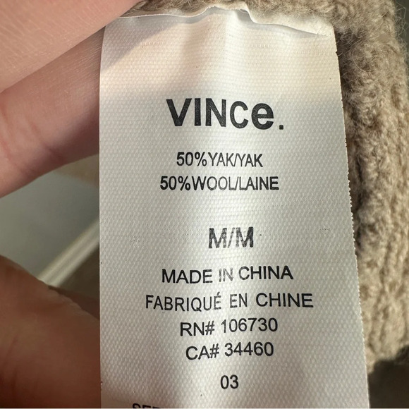 Vince Yak Wool Cardigan Medium Tan Thick Warm Cozy Long Sleeve Sweater Winter - Picture 4 of 5